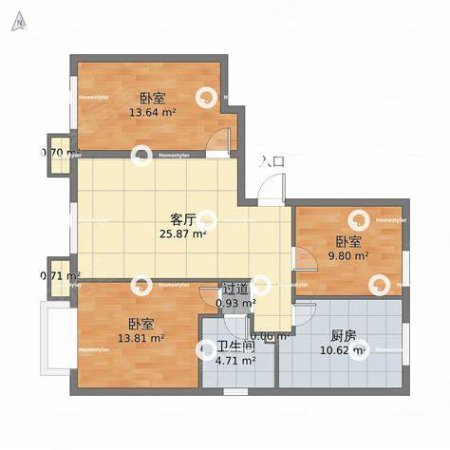 扎基路居民住宅小区3室2厅1卫90㎡南北121万