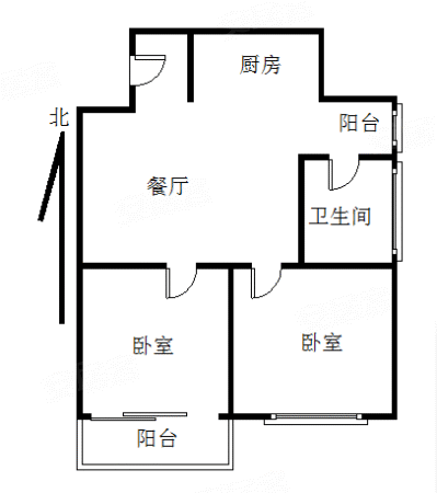 翔鹭花城(二期)2室1厅1卫55㎡南198万