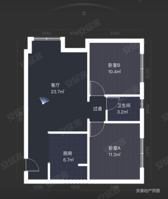 力创巴黎之春2室2厅1卫74.6㎡南北58万