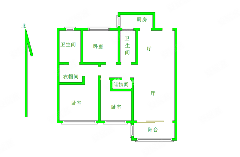 恒大云报华府3室2厅2卫115.15㎡南143万