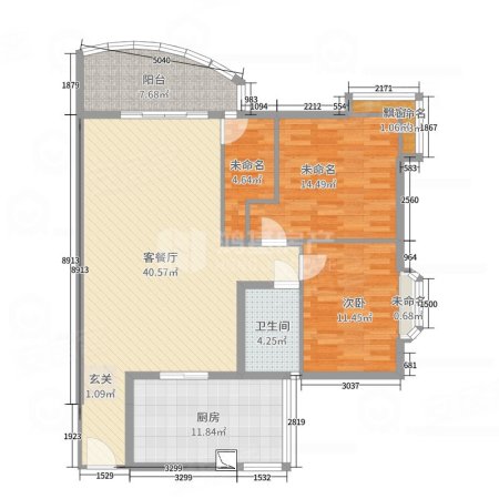 朝阳嘉园2室2厅2卫104㎡南北90万