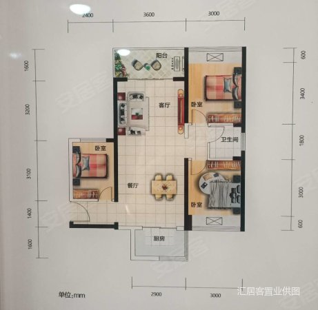 天赐御园3室2厅1卫92㎡南北49万