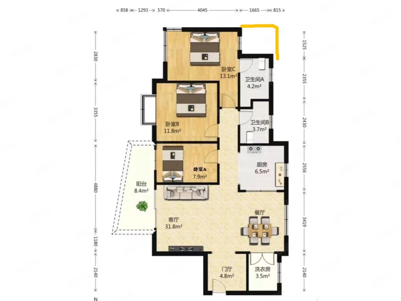 霞飞路领馆环绕小区鸿艺豪苑飞好3房带双户外阳台 看洋房景观