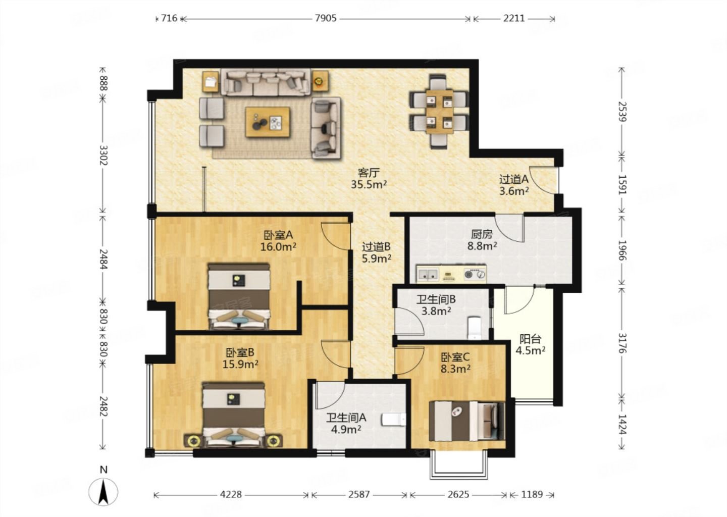 晓港名城六期方正户型前排楼座无遮挡海景好采光好