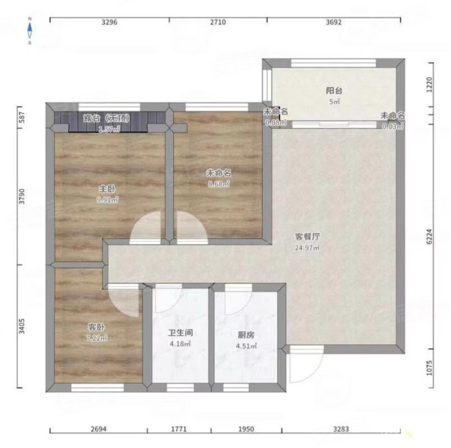 城建琥珀庄园3室2厅1卫88.03㎡南93万