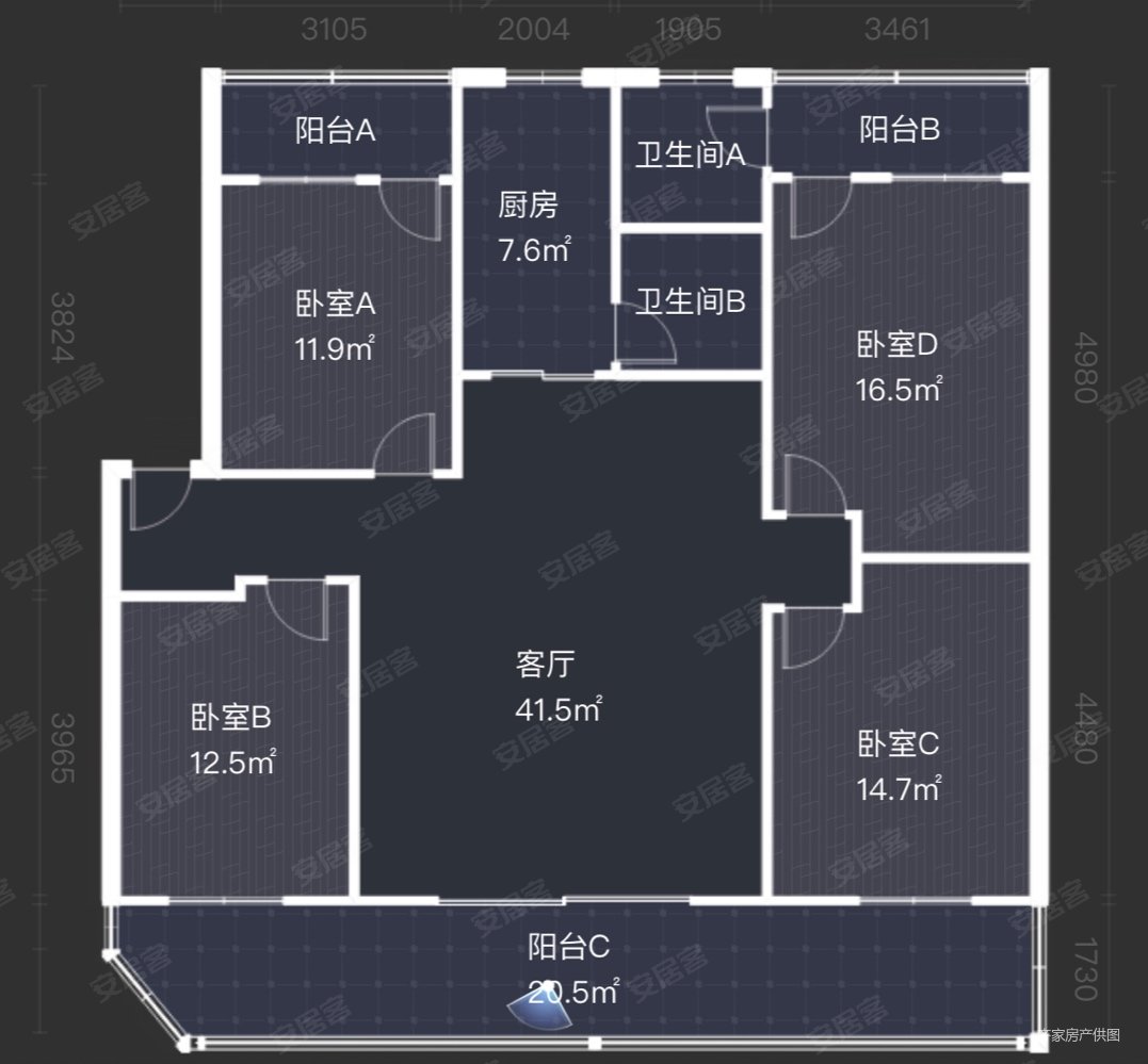 丰和中大道1532号小区4室2厅2卫149.33㎡南190万