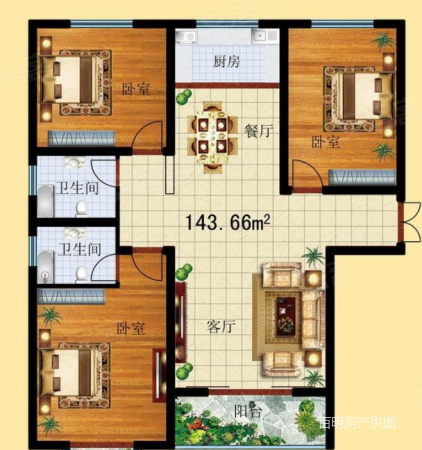 御锦上水郡3室2厅2卫123㎡南北38万