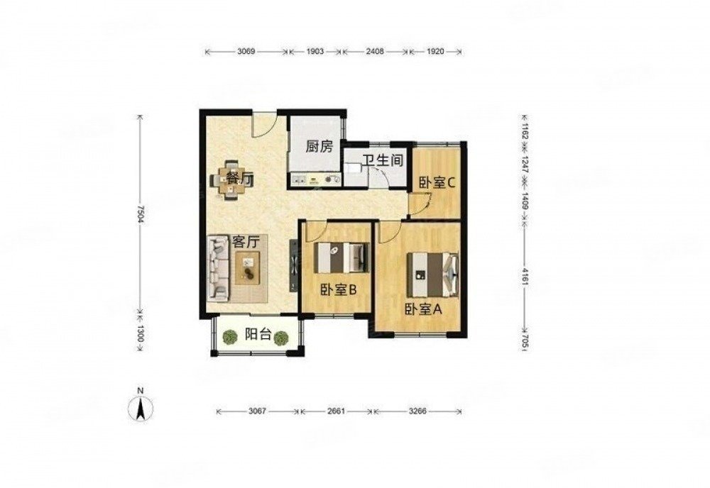 东方蓝海(a区)3室2厅1卫9378㎡南北169万