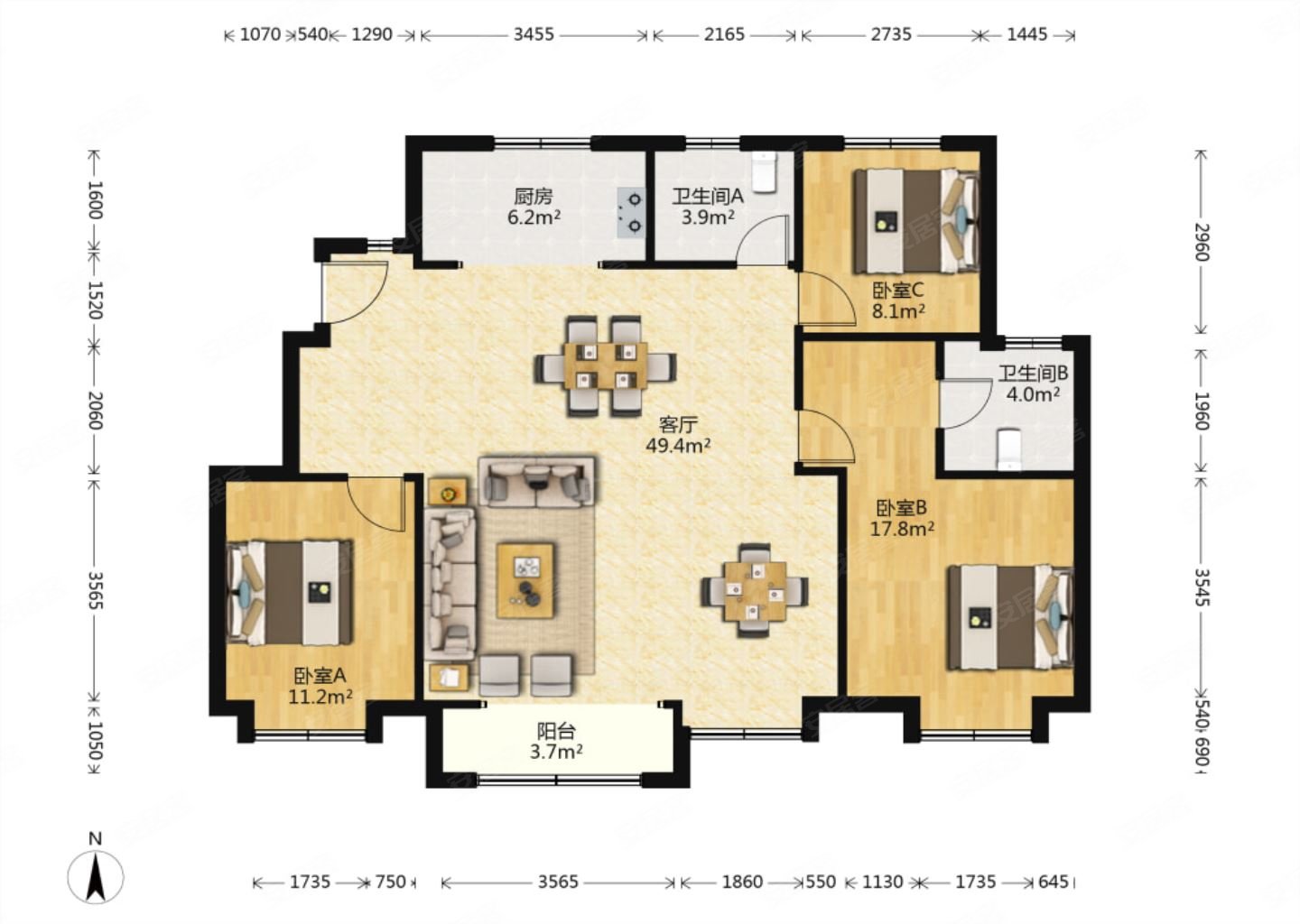 正荣府洋房超大客厅开间配套齐全近地铁次新小区交通便利