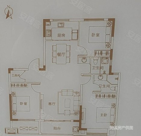 均和悦府3室2厅2卫126.07㎡南北100万