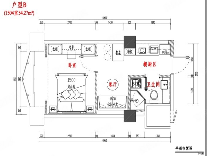 长安大厦1室1厅1卫89㎡南北390.9万