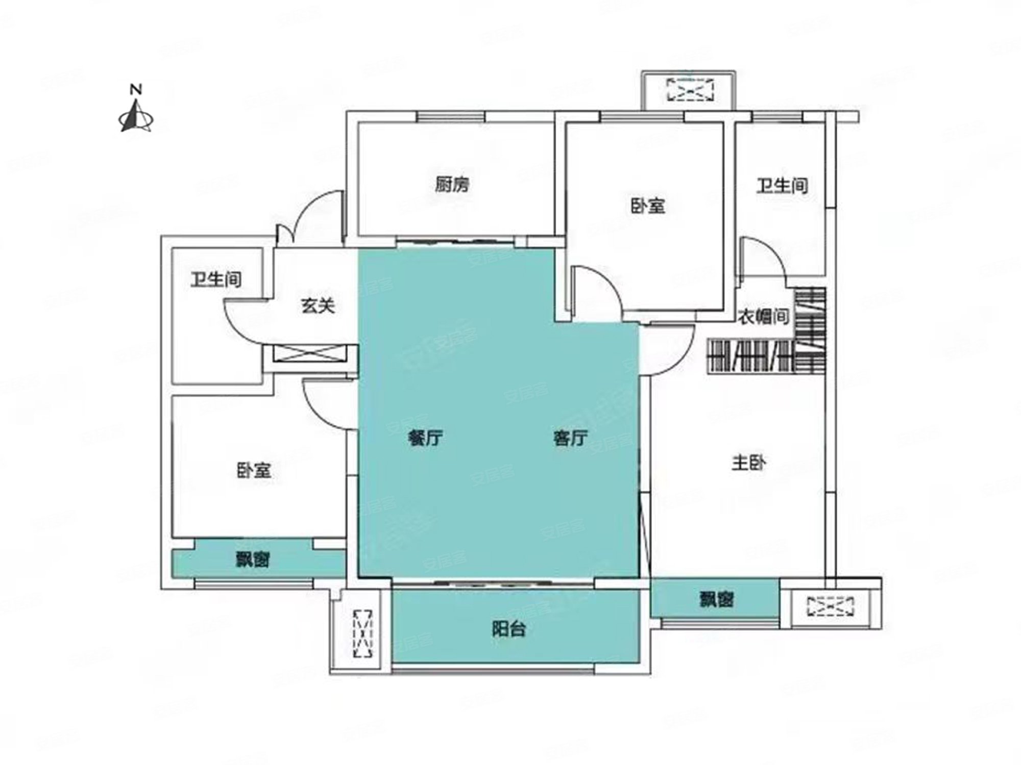 建业龙城东望3室2厅1卫119㎡南北93万