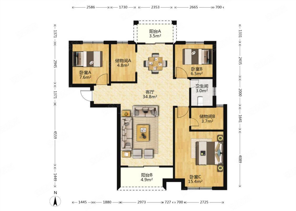 新建城b6区二手房,56万,3室2厅,2卫,107.65平米-南昌安居客