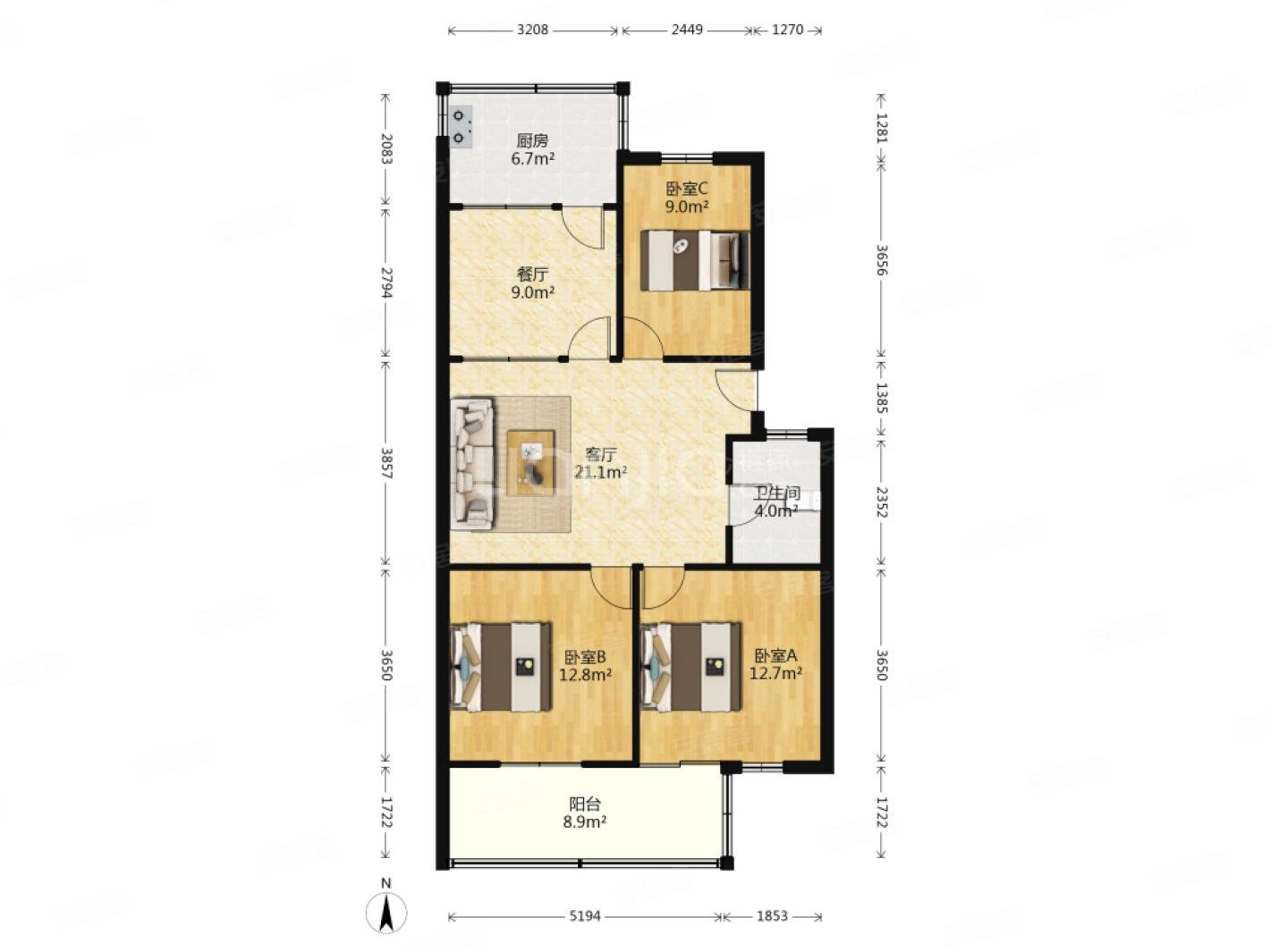 电梯房 简单装修 黄埔花园 106平 满二 看房方便 有钥匙