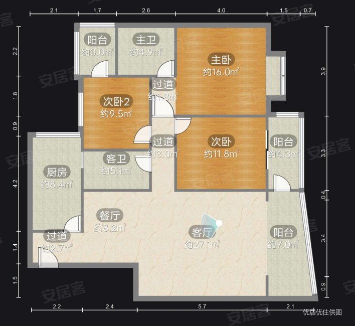 文星院3室2厅2卫133㎡南92万