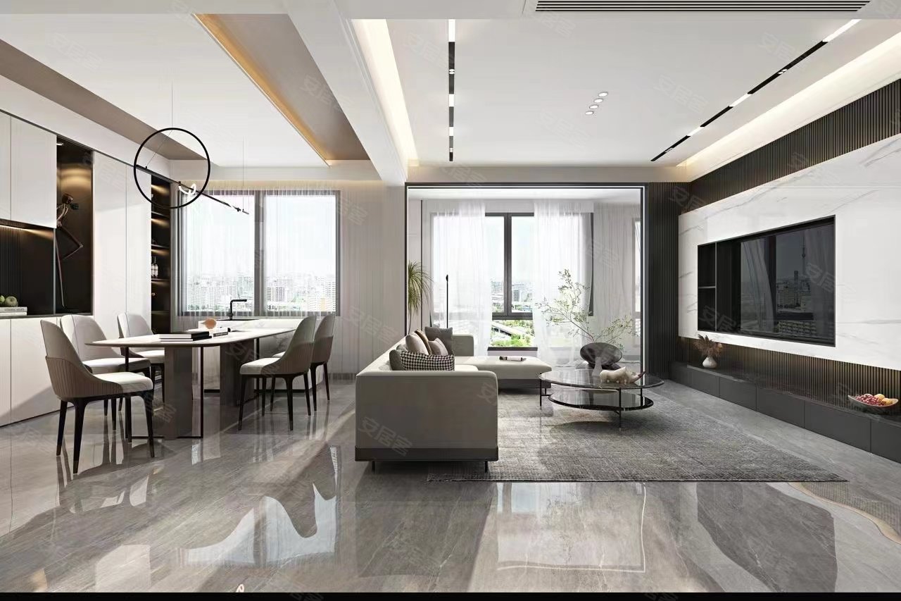 横厅这样装修,无主灯开放式设计,效果爱了-安居客装修案例