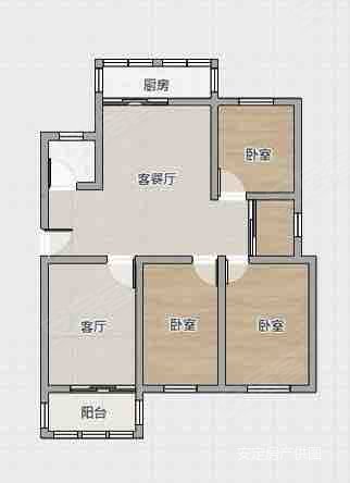 信义巷55号院3室2厅1卫100.75㎡南北155万