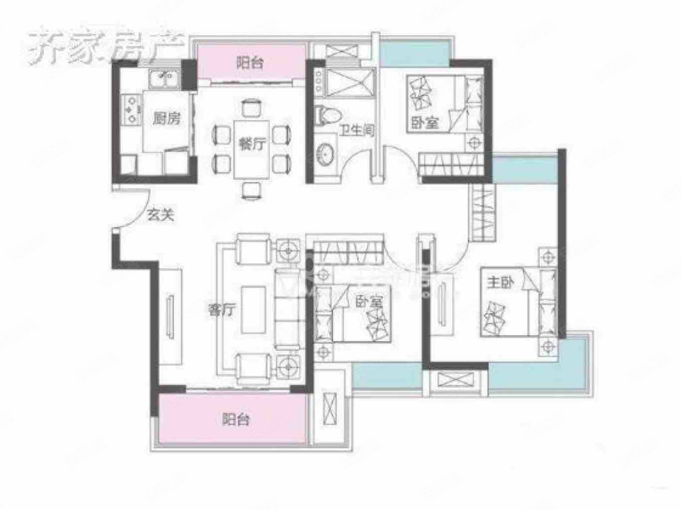 莱蒙都会南区3室2厅2卫137.74㎡南北365万