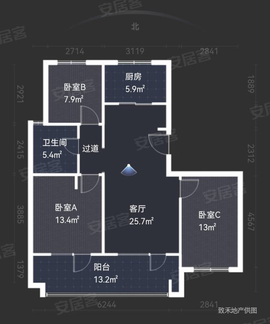 海信九贤府(即墨)3室2厅1卫112㎡南北167万