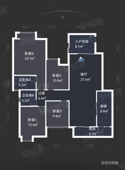 贝蒙天地4室2厅2卫150.09㎡南北148万