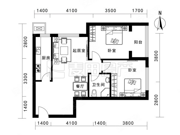 天居园2室2厅1卫84.46㎡东北680万