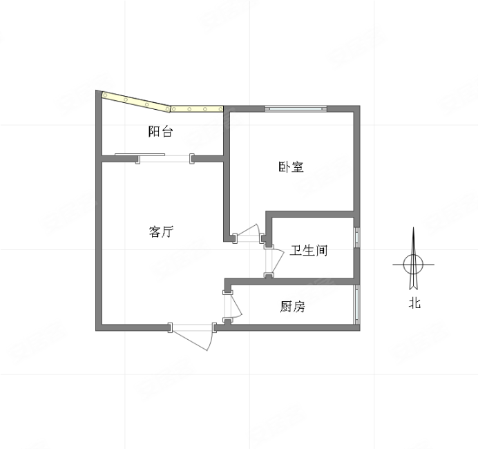 渝安龙都1室1厅1卫55.56㎡南北61.3万