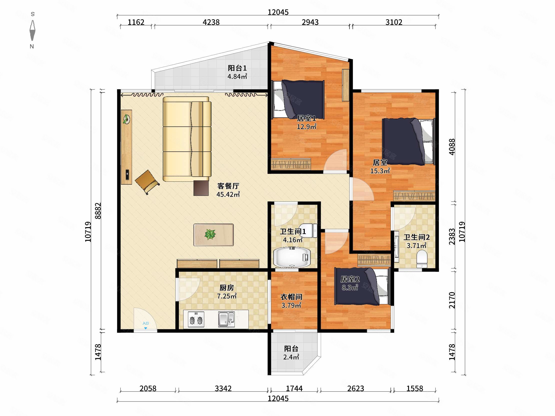 花园式小区城市绿洲新出南向三房价格面议
