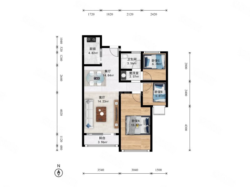 远洋西溪公馆(公寓住宅)3室2厅1卫89.48㎡南279万