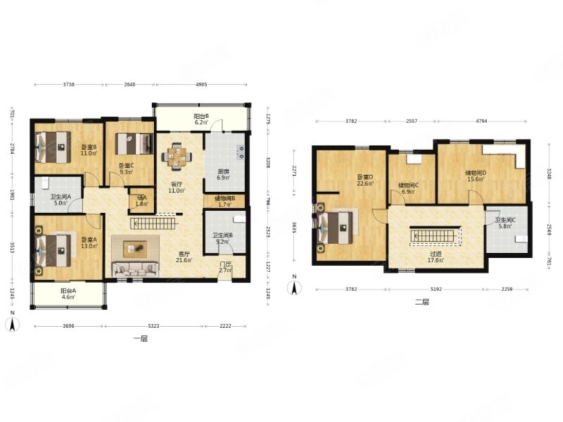 碧华里 跃层  4室2厅3卫 152平方米
