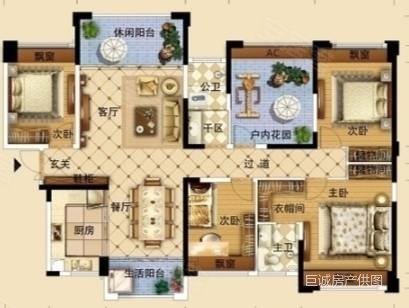 铂悦城,一线湖景房,户型南北通透,五房双主卧