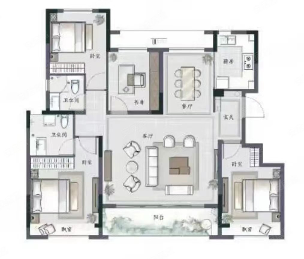 产权清晰 南北通透,浅山风华二手房,178万,4室2厅,2卫,131平米-徐州