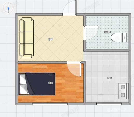 电梯房 1室1厅 精装修 迪士尼六灶 58平户型方正 随时看,鹿康雅苑二手