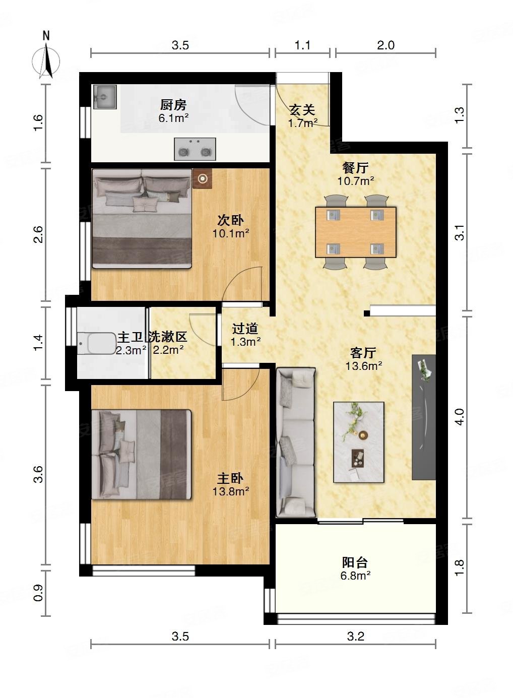 7号线地铁江夏客厅清江泓景南北通透两室随时看房