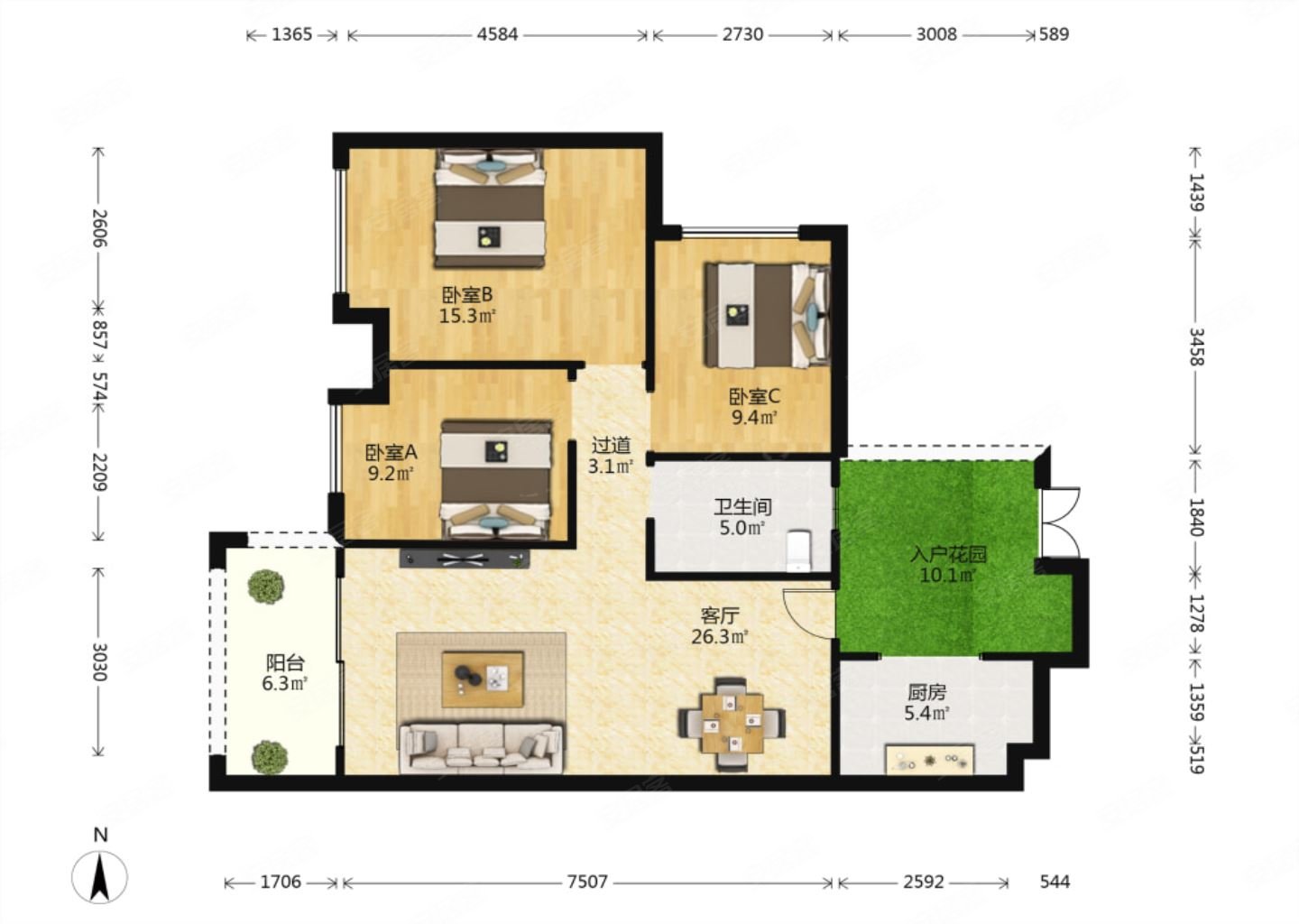 保利凤凰湾户型周正毛坯三房产权满二看房方便中高楼层