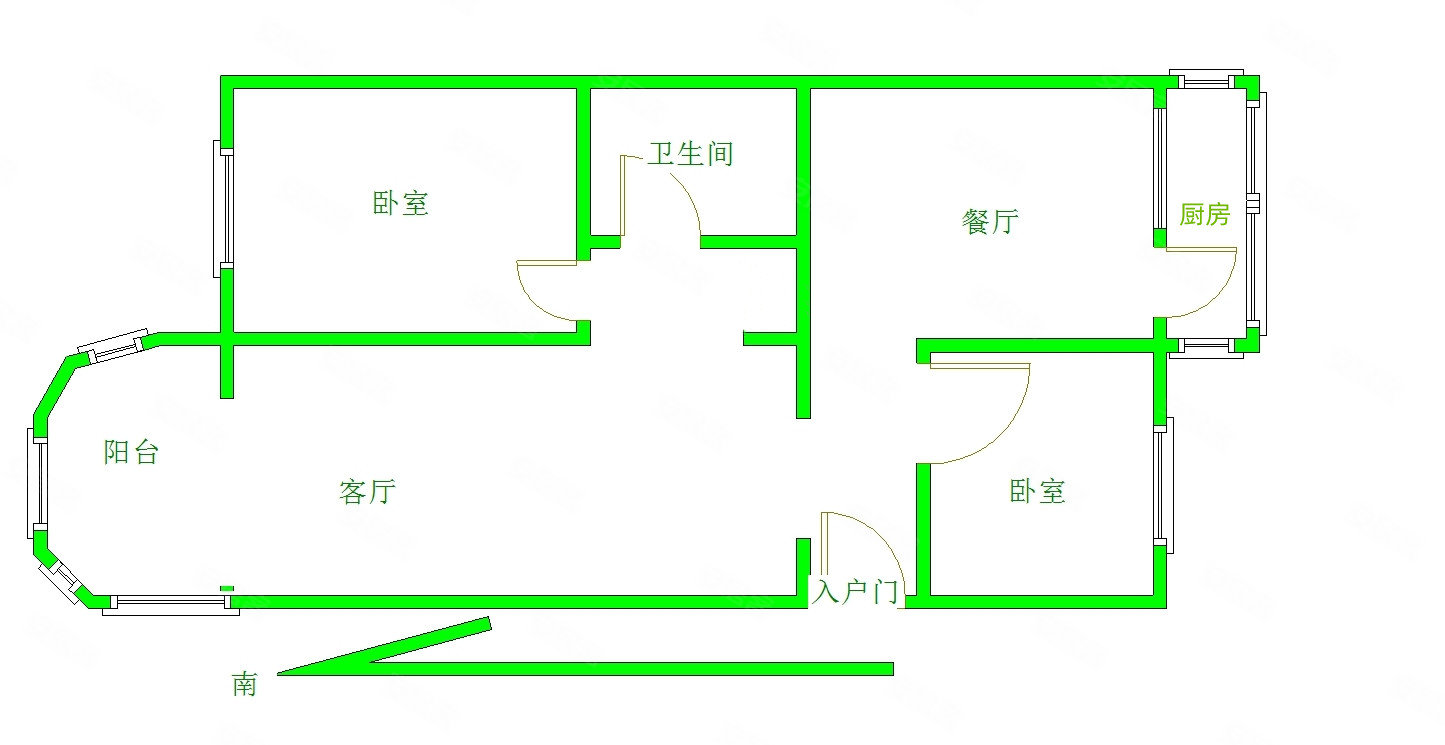 妫水南街26号院2室2厅1卫82.66㎡南北140万