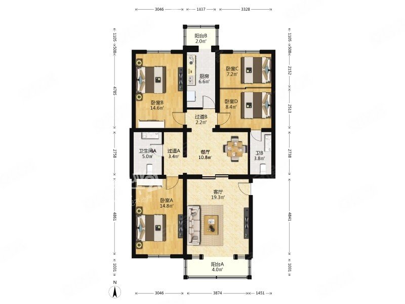 c21地产在售礼贤街果品小区客厅通阳台好户型三居室双卫