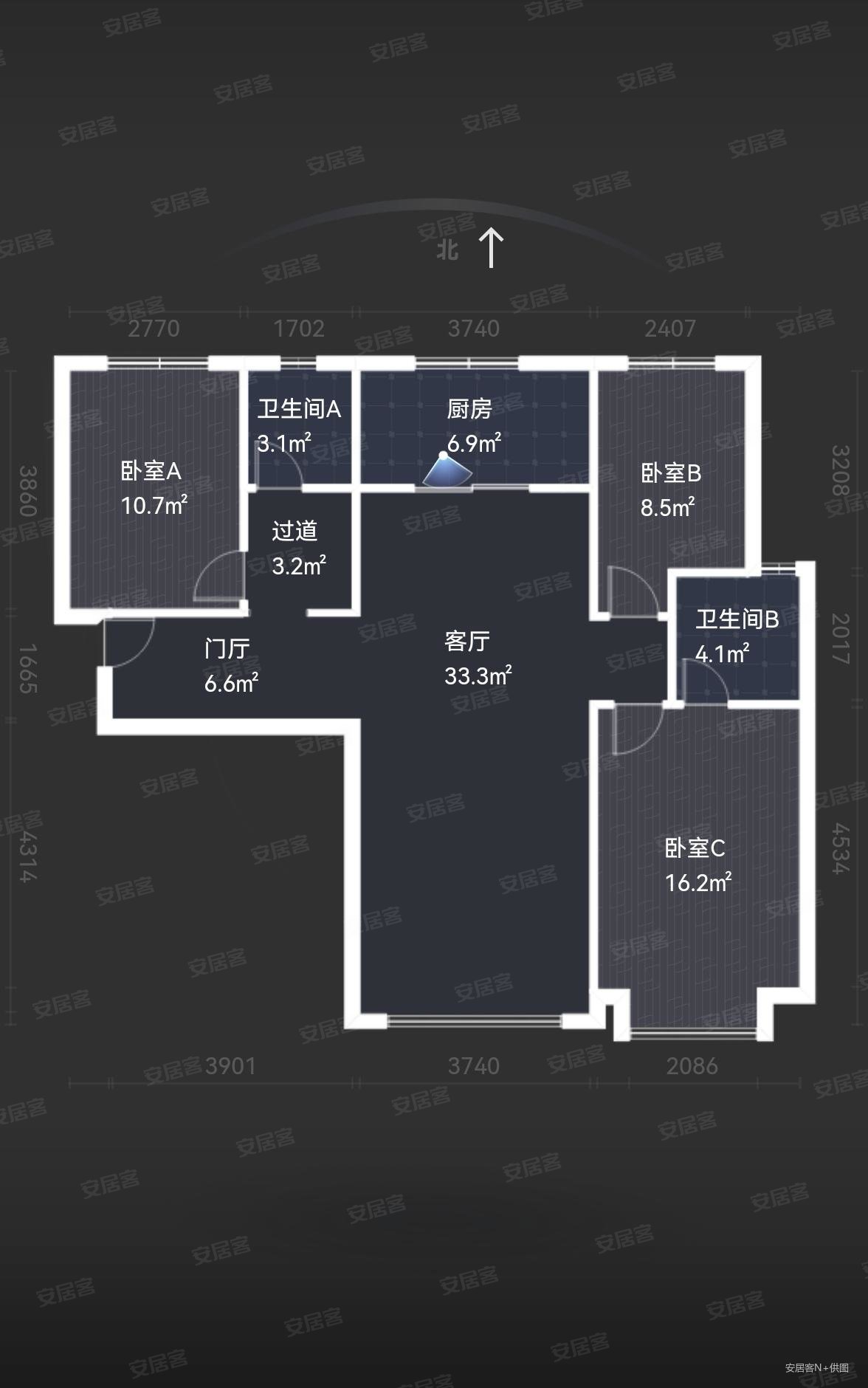 卓越坊3室2厅2卫129㎡南238万