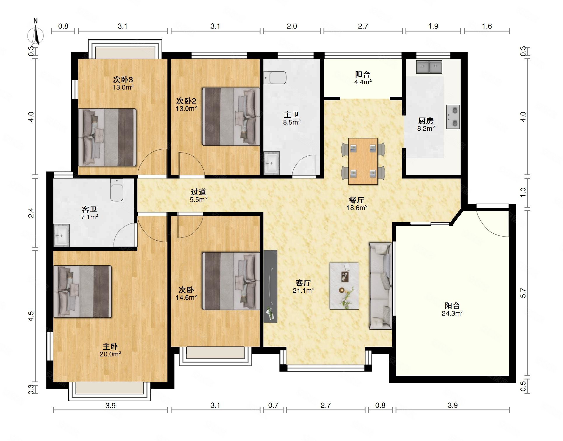 离梦想很近实现舒适4室2厅2卫2阳台新婚首推