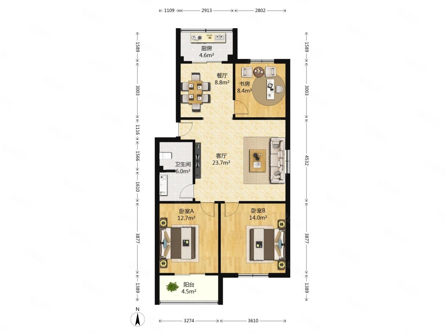 矿大科技城三胞广场附近风华园低楼层东明厅三室带地下室暖气房