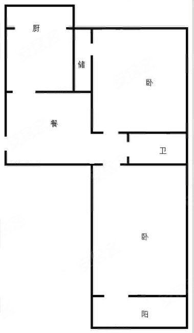 北关北路1-21号院2室1厅1卫64.53㎡南北54.4万