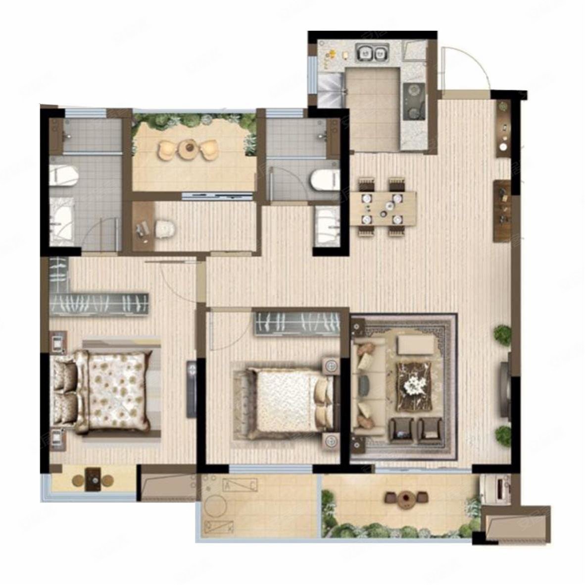 港中旅 新推3房2厅2卫 全南户型 樱花温泉三岛 自带商业
