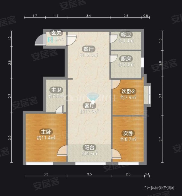 永新家园3室2厅2卫116.23㎡东南117.9万