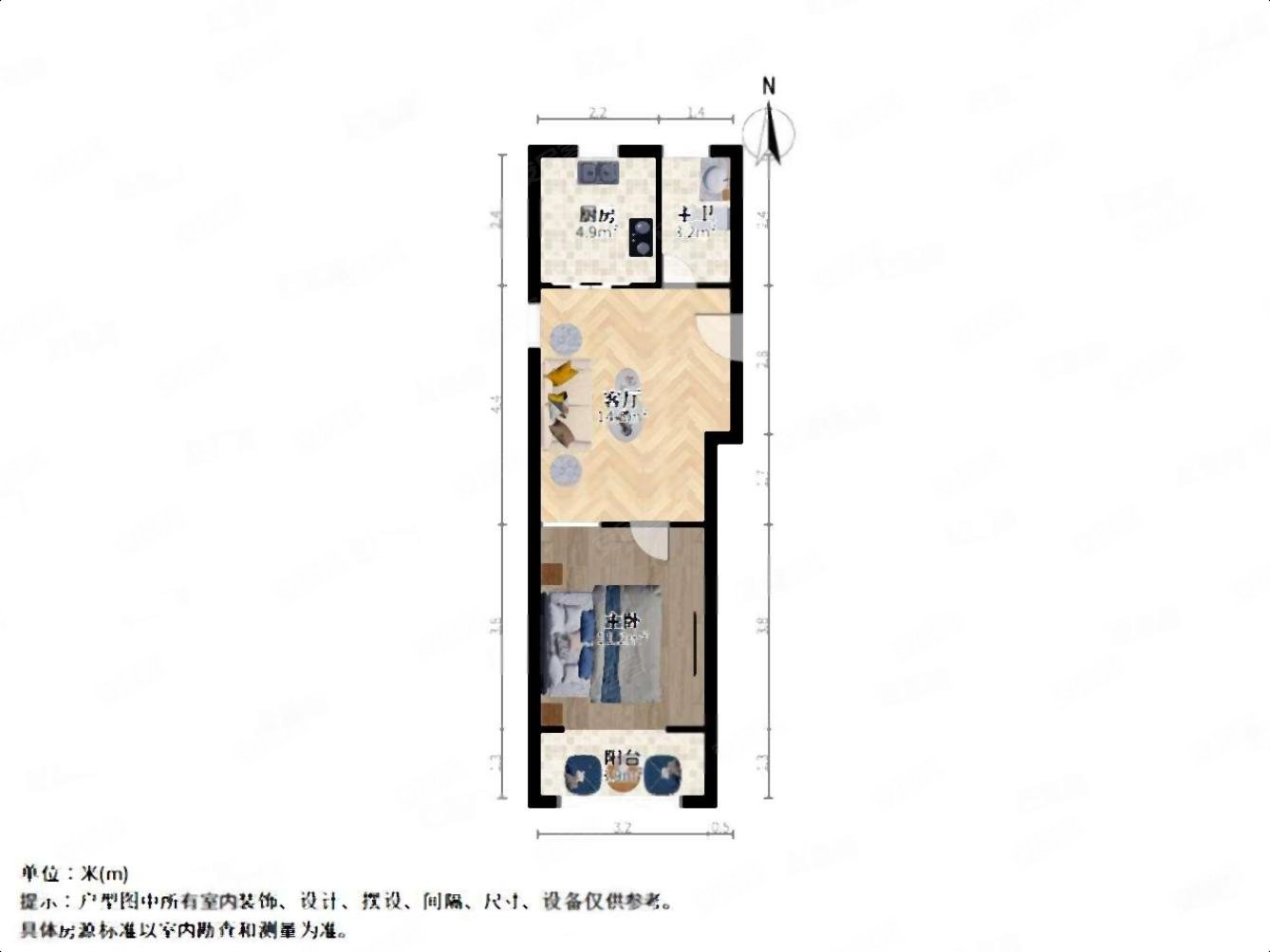 龙州小区(东区)1室1厅1卫55.28㎡南280万