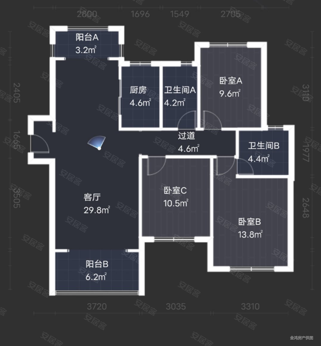 新建城3室2厅2卫107.65㎡南北75万