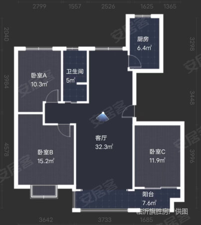 裕隆文博苑3室2厅1卫119.37㎡南北82万