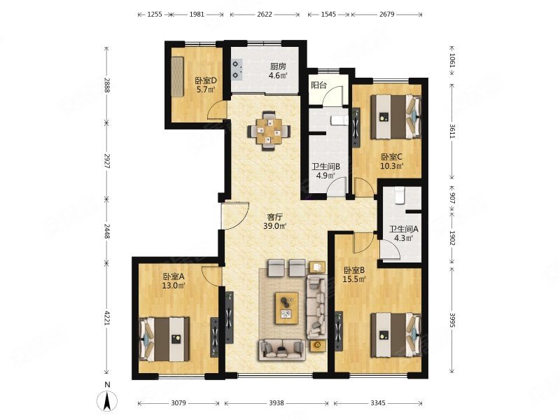 西山燕庐(西区) 双卫生间 交通便捷 电梯房 金地华宸梧桐苑