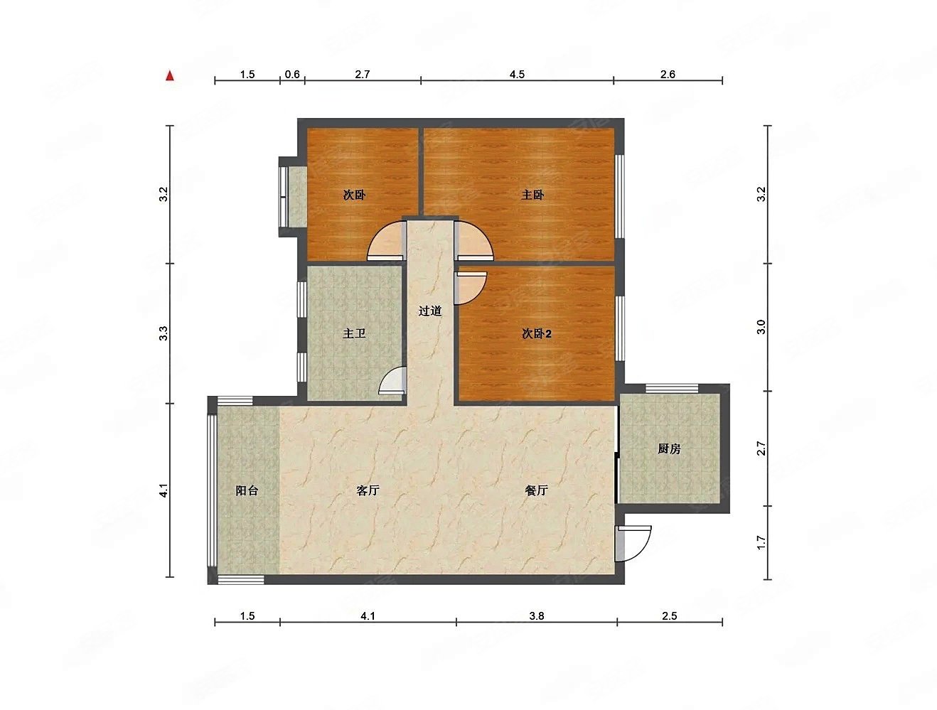 九洲城b区3室2厅1卫81万1113平方米