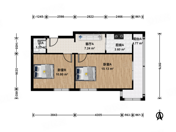 西三环北路101号院2室1厅1卫60.2㎡东南528万