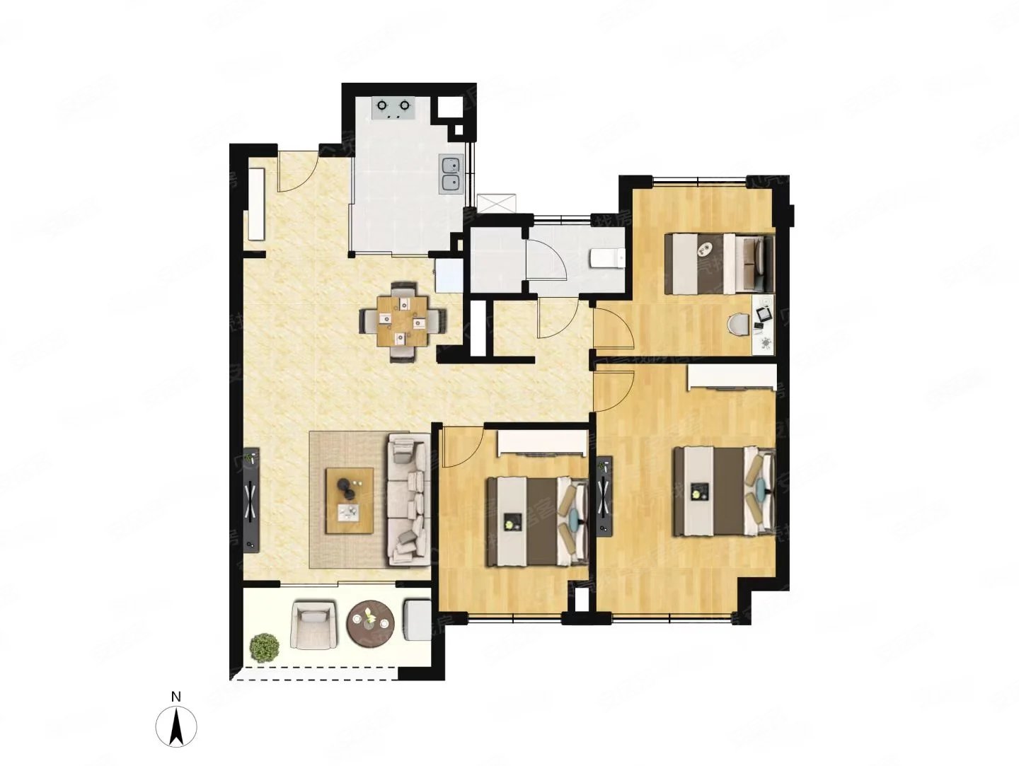 华润江南府(南区)3室2厅1卫89.19㎡南北138万