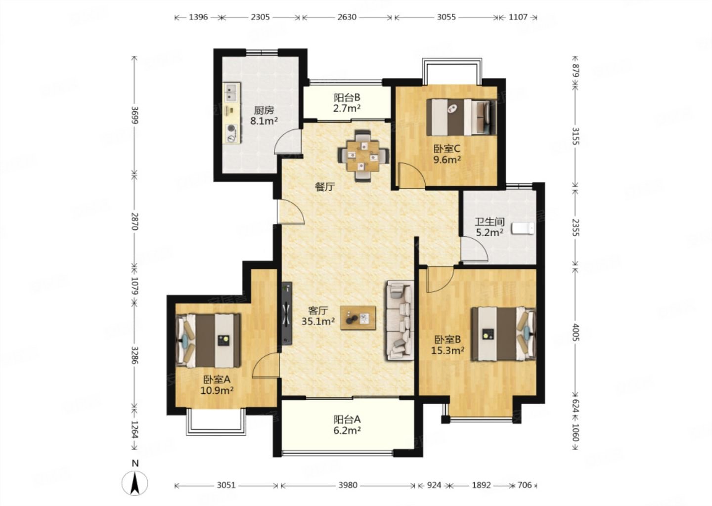 (恒盛上海湾)议价200万,高区 景观楼层,南北通透,地铁口,恒盛尚海湾